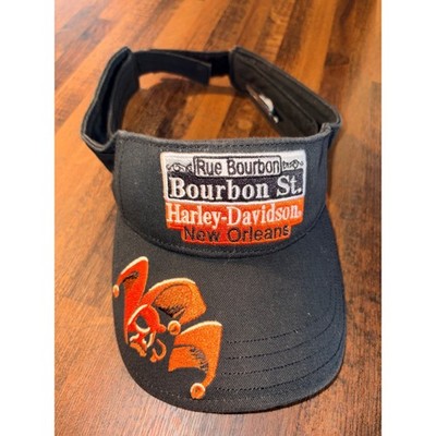 Harley-Davidson New Orleans Bourbon St Jester Skull Visor Hat Black Adjustable