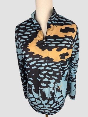 SunSense By Jamie Sadock 1/4 Zip Shirt M Abstract Print Long Sleeve Golf