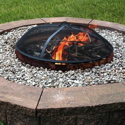 24 in Steel Round Fire Pit Spark Screen by Sunnydaze