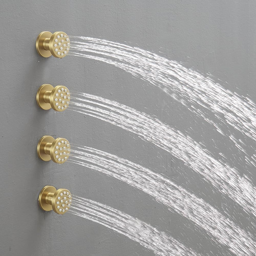 Brushed Gold Brass Shower Body Jet Massage Sprayers - 4PCS Wall Mounted - Picture 5 of 7