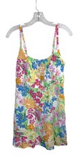 Old Navy Sz S Floral Linen Blend Smocked Sundress Multicolor Mini Dress Romantic