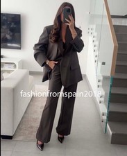 ZARA NEW WOMAN MID-RISE STRAIGHT PINSTRIPE PANTS BROWN ECRU XS-XXL 4772/401/087