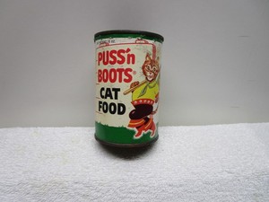 VINTAGE PUSS N BOOTS PET CAT FOOD TIN