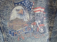 Genuine Harley Mens Large Acid Washed Jean Jacket Denim Made in America