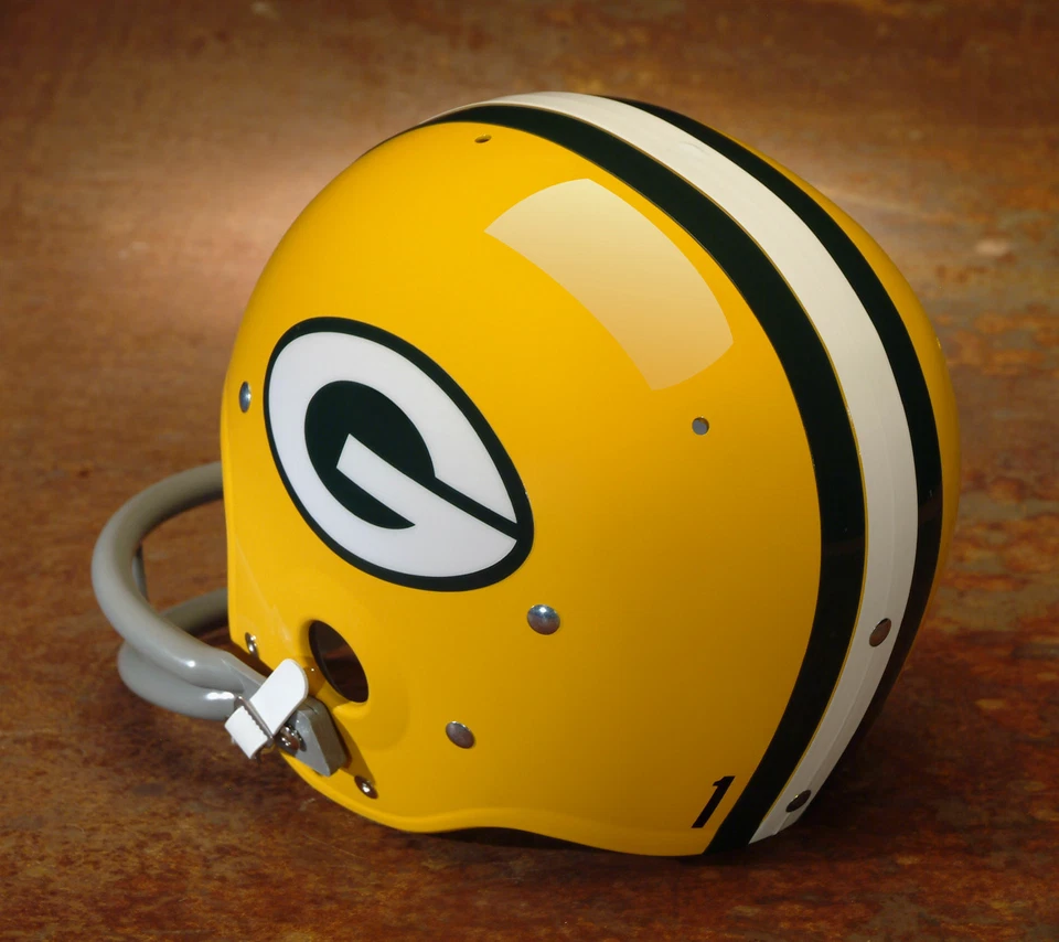 Винтажный футбольный шлем в стиле Green Bay Packers NFL — БАРТ СТАРР 1968–1971 - Изображение 3 из 3