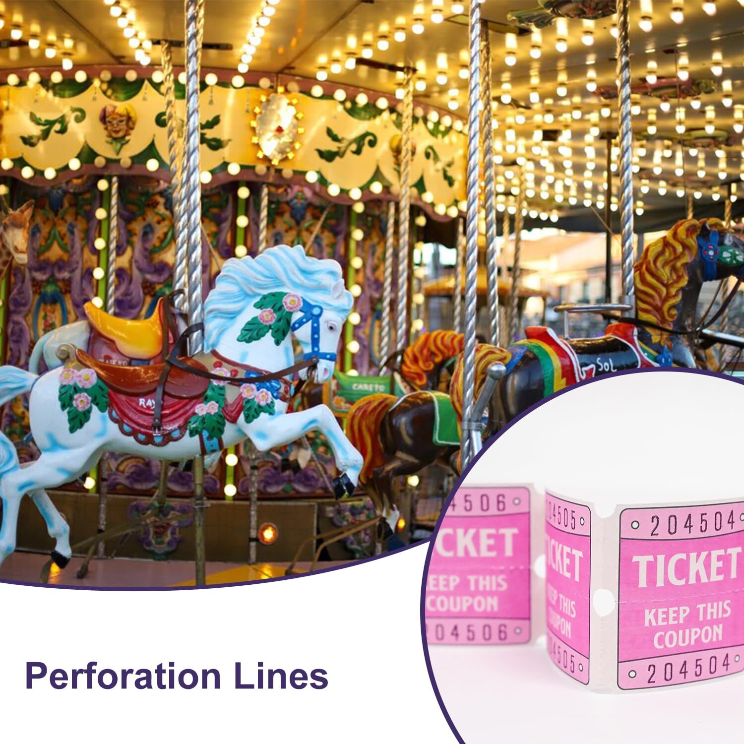 250 Raffle Tickets 50/50 Double Roll Tickets for Raffles Carnival Door ...
