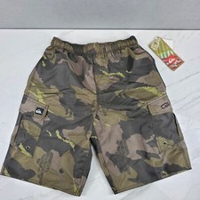 Quiksilver Board Shorts Boys LG Green Manic Camouflage Unlined Drawstring Surf