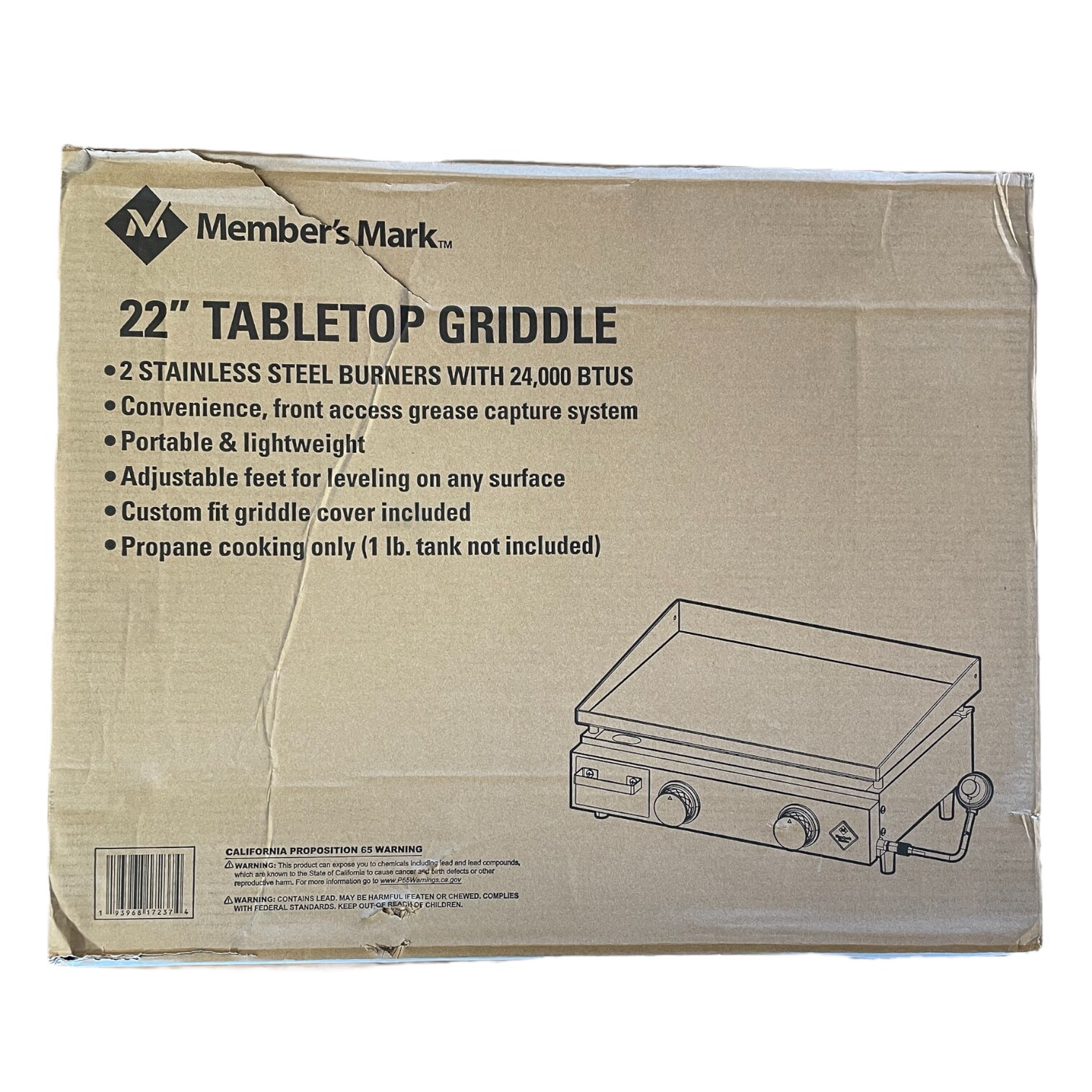 Member's Mark 22" Portable Stainless Steel Tabletop Griddle with