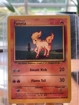 1995 ponyta pokemon card value PONYTA - Base Set - 60/102 - Common - Pokemon Card - Unlimited Edition - NM