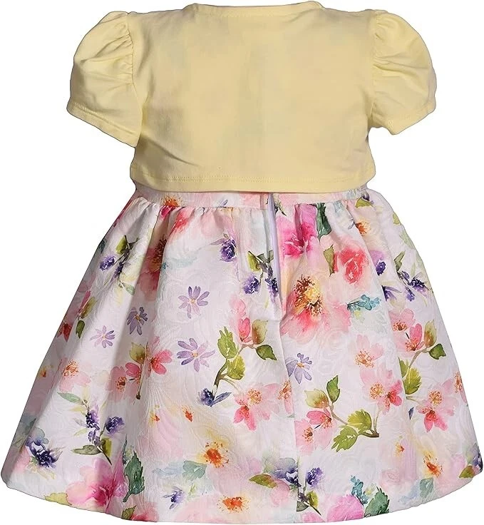 Bonnie Jean Baby Toddler Big Girls Easter Holiday Floral Yellow Bow Dress Set - Image 2 of 4
