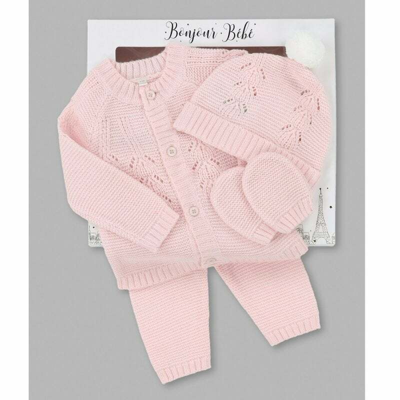 NEWBORN BABY GIRL KNITTED OUTFIT \u0026 POM 