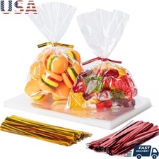 Clear Cellophane Treat Bags 200 Pcs Gift Wrapping Candy Party Favor Packaging US