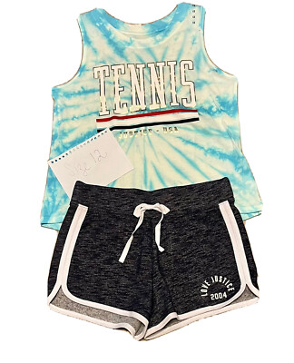 Justice Girl's Size 12 TENNIS Tank Top Dolphin Shorts New
