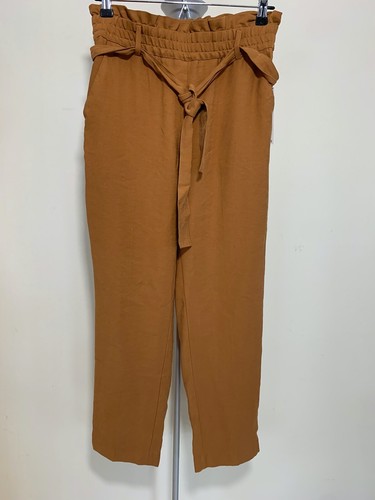 NEW ZARA WOMEN Camel PAPERBAG TROUSERS 