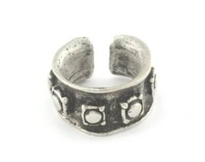Adjustable Ring 23x12mm Antique Silver Plated brass 16.5mm 6US inner size 3455