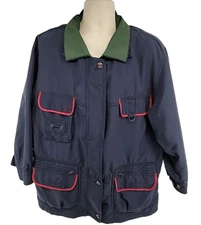 Pikeur Navy Field Equestrian Jacket XL16 Green Collar Utility Pockets