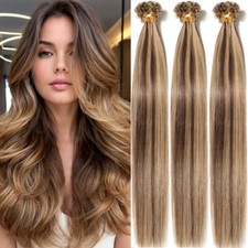 Pre Bonded Nail U Tip 100S Thick Keratin Remy Human Hair Extensions Full Head 1g