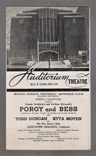 George Gershwin "PORGY and BESS" Todd Duncan / Etta Moten 1942 Rochester Program