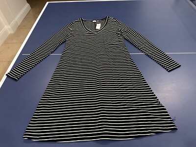 GAP T-SHIRT DRESS LONG SLEEVE BLACK WHITE STRIPED