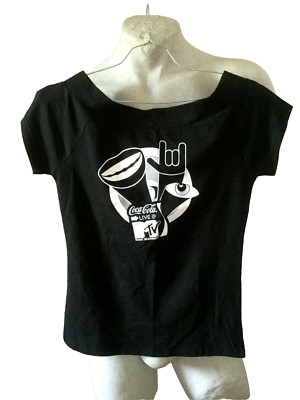 HANES MTV COCA COLA LIVE SHIRT JERSEY WOMEN BLACK COTTON WOMAN SIZE M
