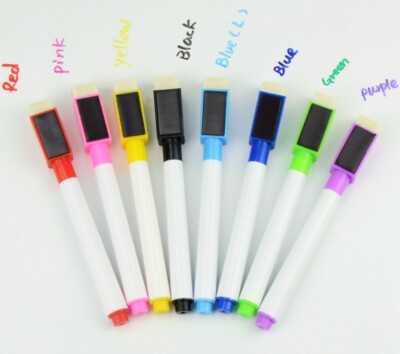 8 Colour Magnetic White Board Marker Pens Pen Dry Eraser Easy Wipe