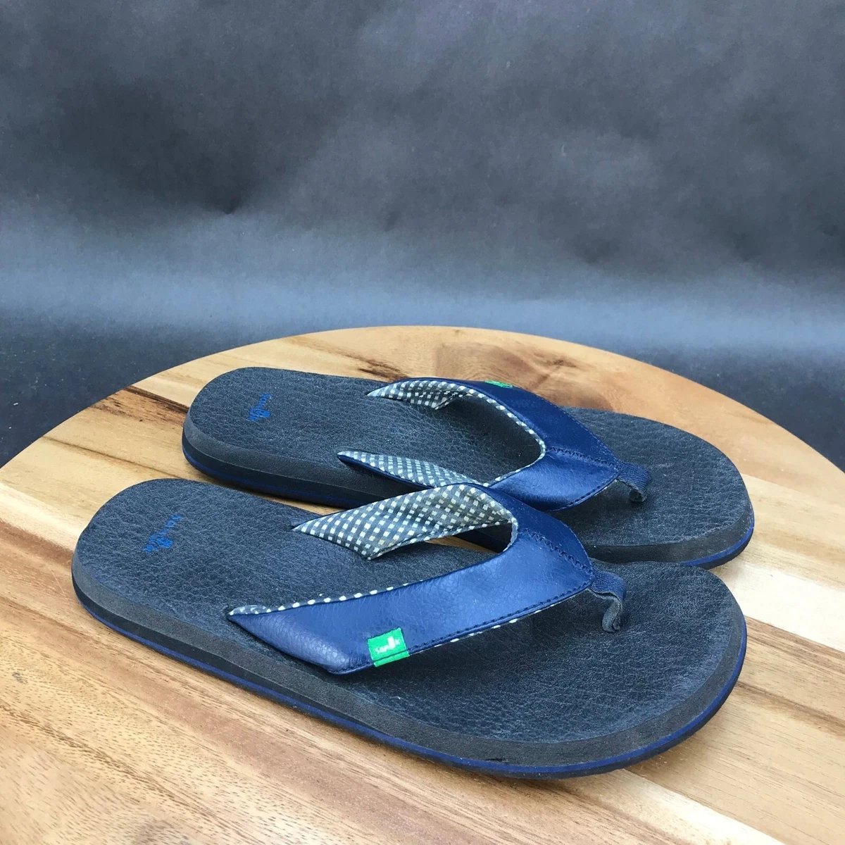 Sanuk Cozy Cushioned Blue Flip Flops Slip On Sandals Womens Size 9