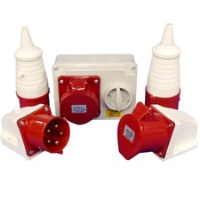 32 Amp 5 Pin Plugs and Sockets IP44 3 Phase 415V Red 32A 3P+N+E - Choose