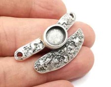 Oval Bezel, Resin Blank, inlay Mounting, Mosaic Frame Cabochon Base Ant. Silver