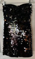 NWT Forever 21 Black Strapless Mini Dress Allover Paillettes Womens Sz S