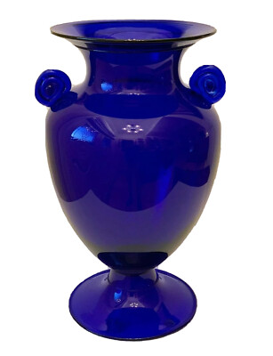 Impressive Bisazza Vetro Flavio Albanese Cobalt Blue Murano Glass Vase 16'' Tall