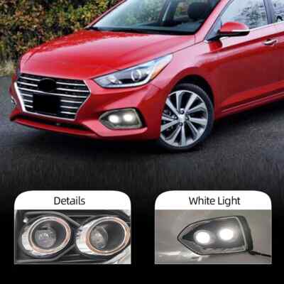 For Hyundai Accent Solaris LED DRL Daytime Running Lights Fog Lamps Bumper
