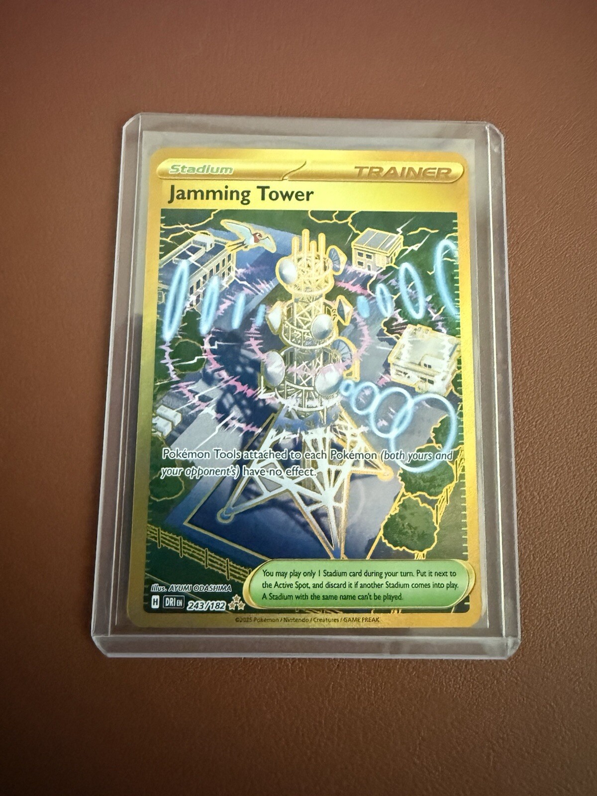 Jamming Tower Gold Pokemon Card Destined Rivals Set Hyper Rare 243/182 NM/M