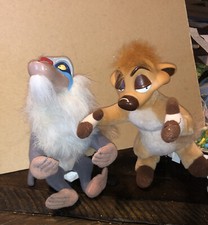 Lote de 2 peluches vintage Disney Rey León Radio Timón cara vinilo 1994