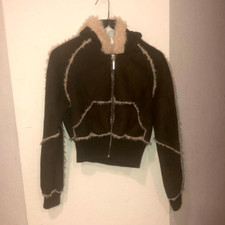 Static for youth teen brown coat size M faux sheep inside skin waist