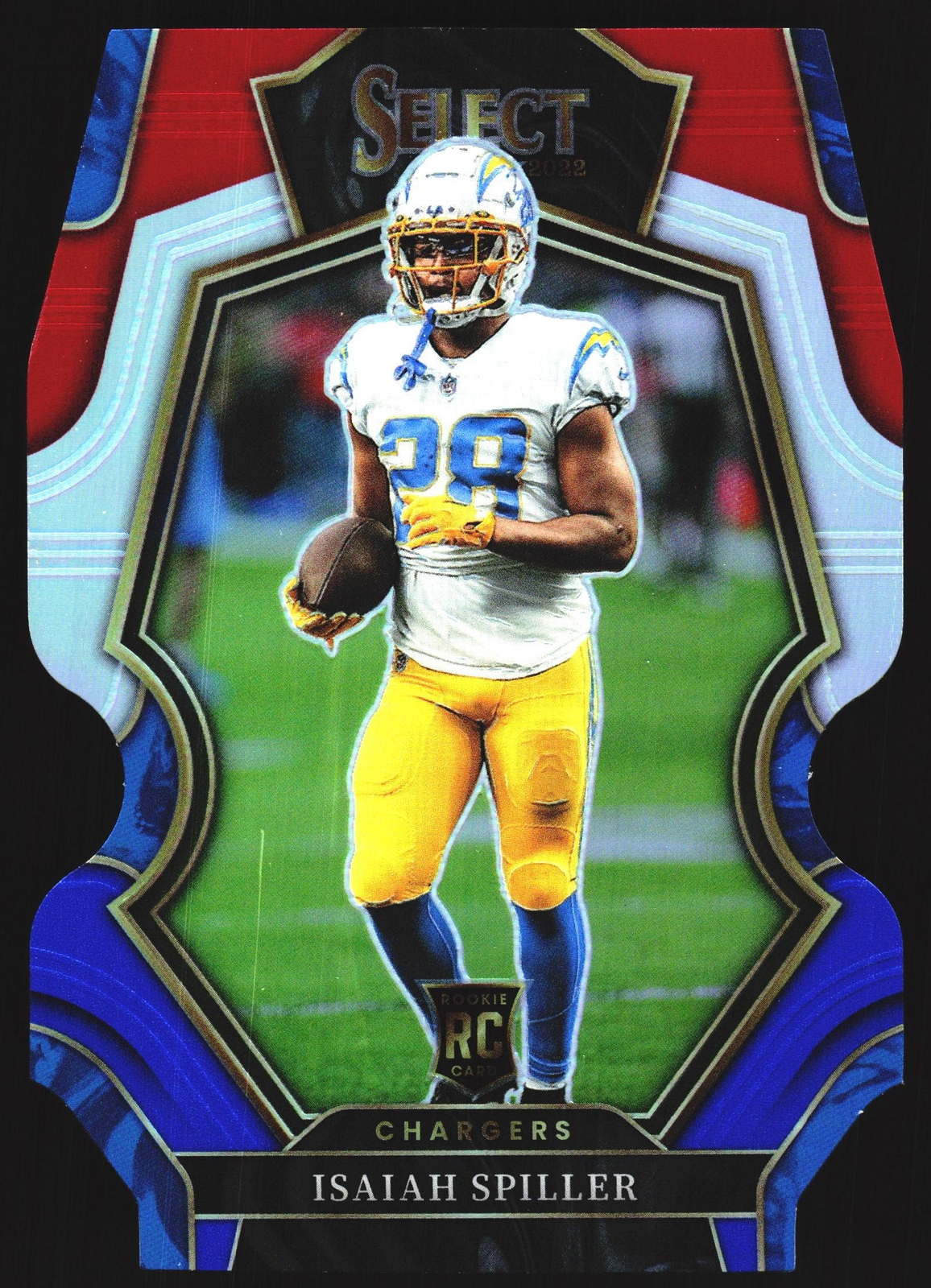 Isaiah Spiller 2022 Panini Select Tri-Color  Die Cut RC Los Angeles Chargers