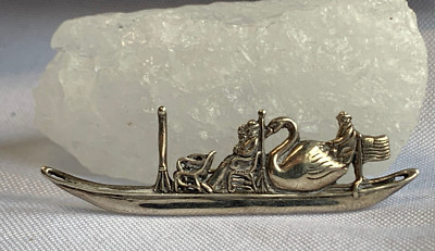 Vtg Sterling Silver MIA Swan Boat Pin 5.82g Fine Jewelry Signed Brooch