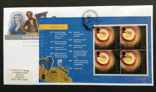 GB 1999 World Changers Faraday's Life Booklet Pane First Day Cover, Downe S/H/S