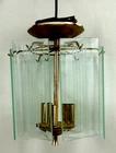 Vintage Mid Century Modern Hanging Ceiling Light 6 Glass Panels US Union Made