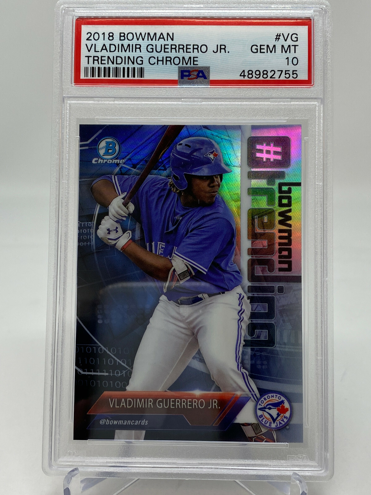 2018 Bowman Chrome #VG Vladimir Guerrero Jr. Trending Chrome Rookie Card PSA 10 view 7