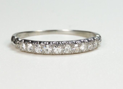 Antique Diamond Jabel Wedding Band 17KW Palladium Ring Size 7.5 UK-O1/2 EGL USA