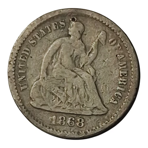 1868-S Seated Liberty Half Dime – Holed – San Francisco Mint
