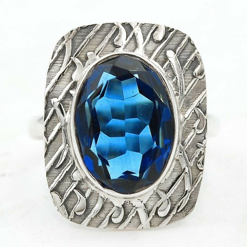 5CT Natural Kyanite 925 Solid Sterling Silver Ring Sz 7.5 @1-9
