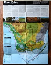 1985 Florida Everglades Map Vintage National Park Service Info 16"x23"