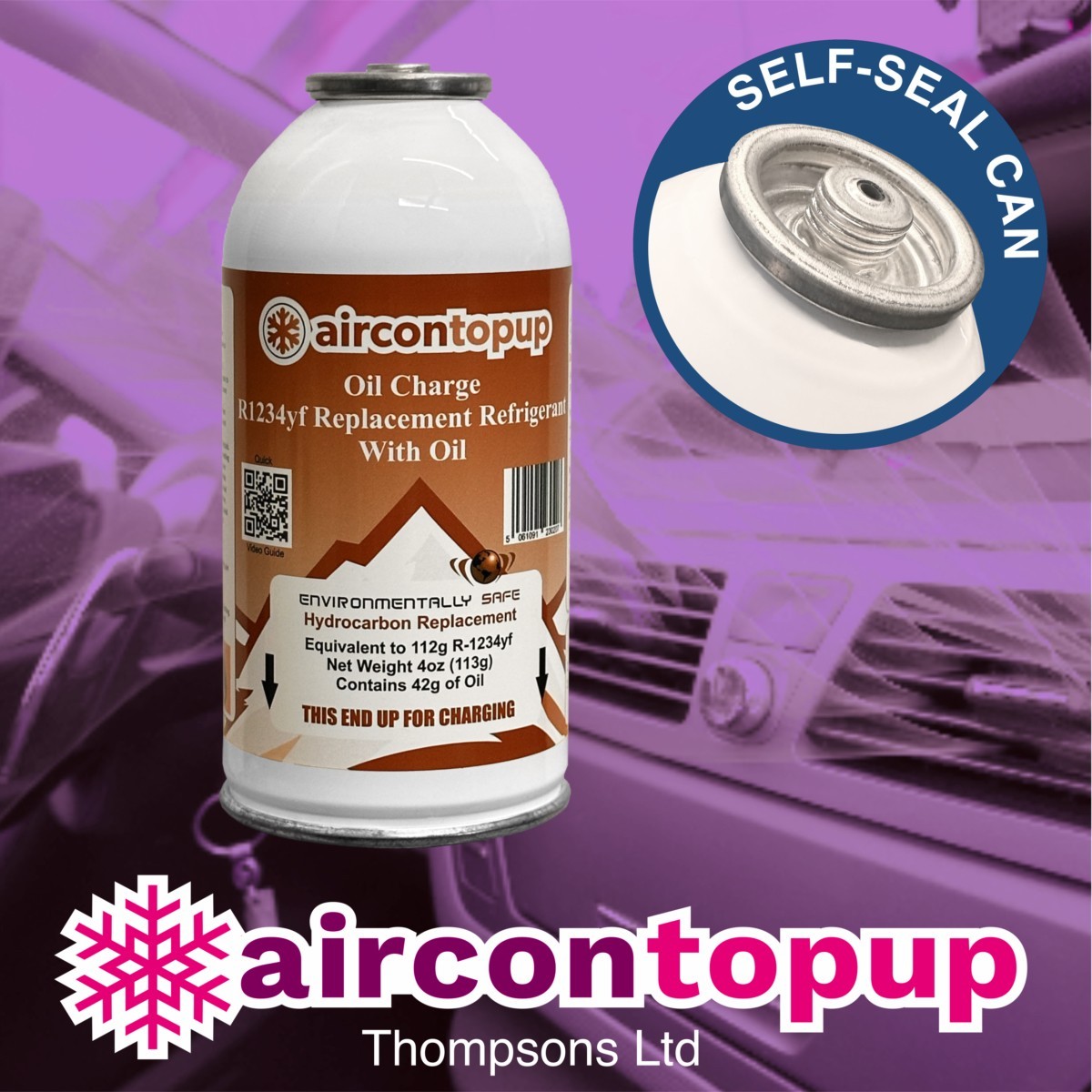 Car Aircon Regas with Compressor Oil Compatible with R1234