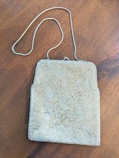 Vintage Walborg Silver White Beaded Shoulder Bag Taiwan Glam Clasp Chain Wedding