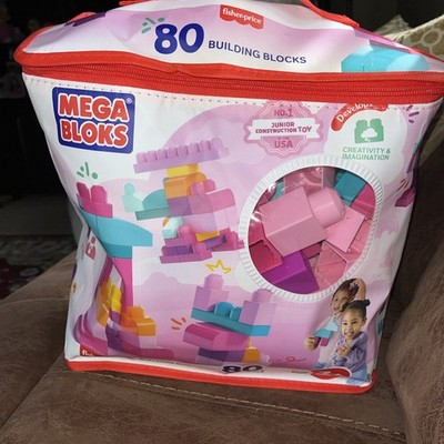Mega Bloks First Builders Big Building Blocks Bag 80 Pieces Pink NEW Sealed
