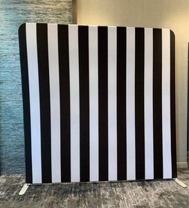 BLACK & WHITE HORIZONTAL & VERTICAL STRIPE DOUBLE SIDED TENSION BACKDROP 8’ X 8’