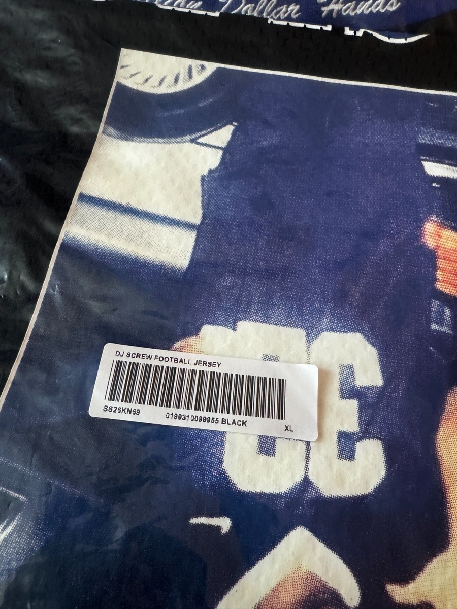 Supreme DJ Screw Football Jersey XL Black SS26 Screwed Up Click