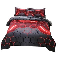 Twin Gamer Comforter Set for Boys Girls Kids,6 Piece Bed in Twin 6-Piece Red
