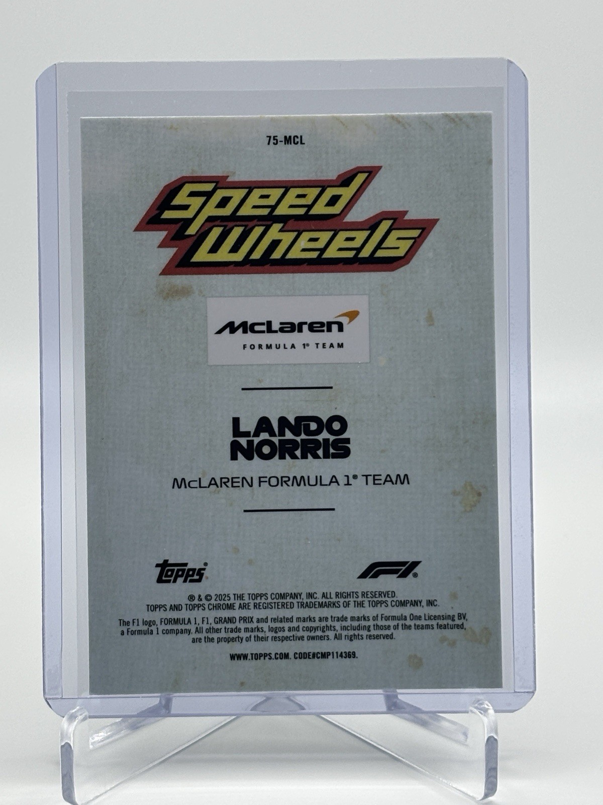 LANDO NORRIS SPEED WHEELS 2025 TOPPS CHROME F1 FORMULA 1 view 2